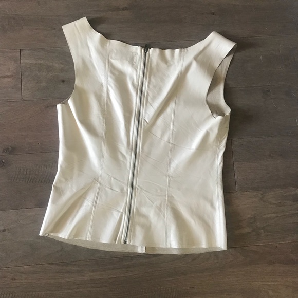 PJK - Leather Top - Ivory - XS - EUC - Like New - Picture 3 of 5